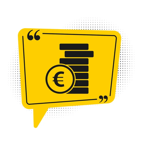 Zwart Muntgeld Met Euro Symbool Pictogram Geïsoleerd Witte Achtergrond Bancaire — Stockvector