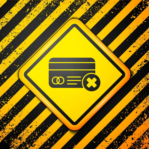 Schwarze Kreditkarte Entfernen Symbol Isoliert Auf Gelbem Hintergrund Online Zahlung — Stockvektor