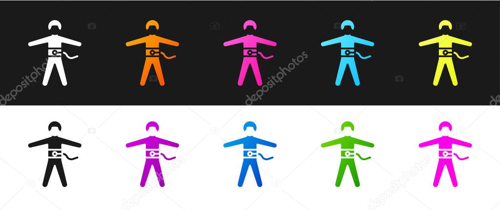 Set Bungee jumping icon isolated on black and white background.  Vector Illustration.