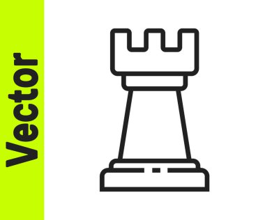 Siyah çizgi iş stratejisi simgesi beyaz arkaplanda izole edildi. Satranç sembolü. Oyun, yönetim, finans. Vektör İllüstrasyonu.