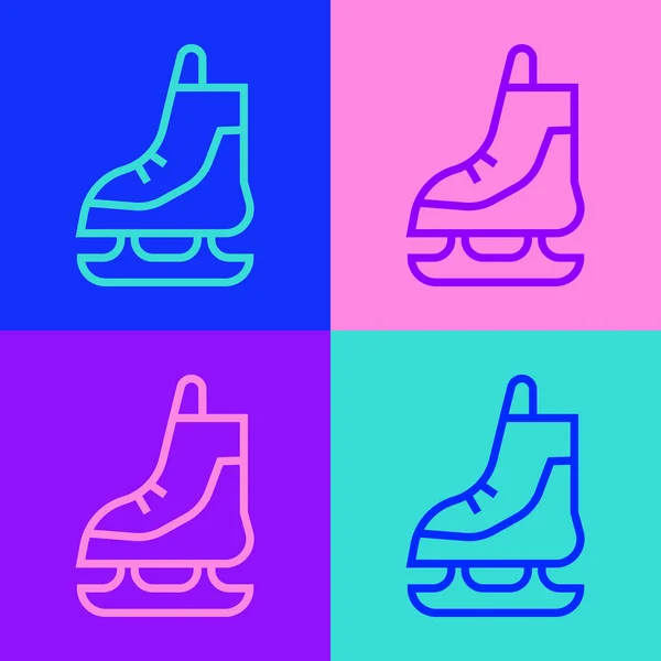 Pop Art Linha Skates Ícone Isolado Fundo Cor Ícone Sapatos — Vetor de Stock