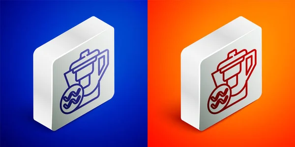Isometric Line Water Jug Filter Icon Isolated Blue Orange Background — Stock Vector