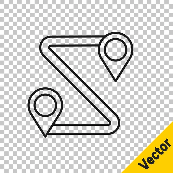 Ligne Noire Icône Localisation Route Isolée Sur Fond Transparent Panneau — Image vectorielle