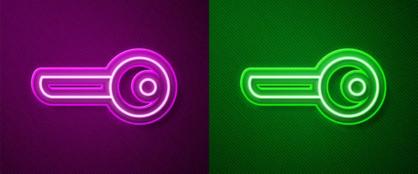 ネオンラインの輝き紫と緑の背景に隔離されたキーアイコン ベクターイラスト — ストックベクタ