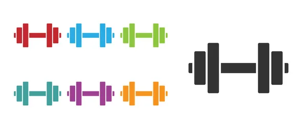Black Dumbbell Icon Isolated White Background Muscle Lifting Icon Fitness — Stock Vector