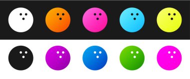 Bowling topu simgesini siyah ve beyaz arkaplanda izole et. Spor malzemeleri. Vektör İllüstrasyonu.