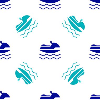 Mavi Jet kayak simgesi beyaz arkaplanda izole edilmiş pürüzsüz desen. Su motoru. Olağanüstü bir spor. Vektör İllüstrasyonu.