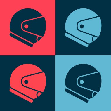 Pop Art Miğfer simgesi renk arkaplanında izole edildi. Olağanüstü bir spor. Spor malzemeleri. Vektör İllüstrasyonu.