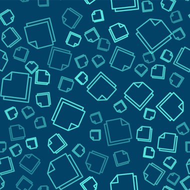 Yeşil çizgi Post not etiketleri simgesi mavi arkaplanda izole edilmiş pürüzsüz desen. Mesaj veya mesaj için yeri olan yapışkan kasetler. Vektör İllüstrasyonu.