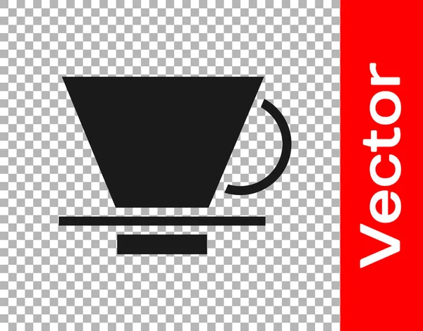 Svart V60 Kaffebryggare Ikon Isolerad Transparent Bakgrund Vektor Illustration — Stock vektor