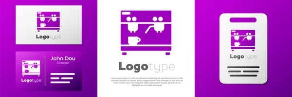 Logotype Coffee Machine Icon Isolated White Background Logo Design Template — Stock Vector