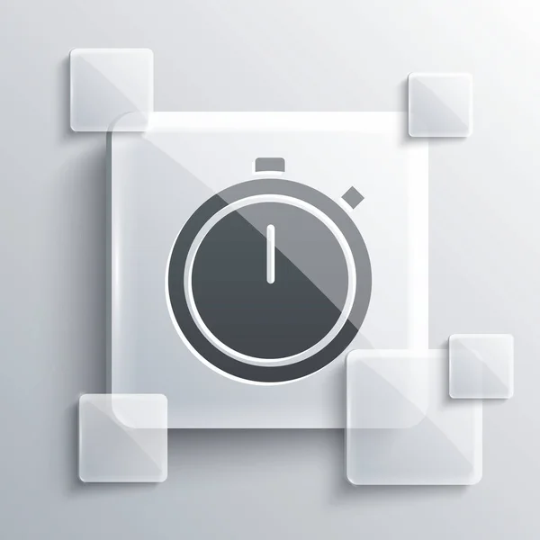 Grijze Stopwatch Pictogram Geïsoleerd Grijze Achtergrond Tijdklok Teken Chronometerteken Vierkante — Stockvector