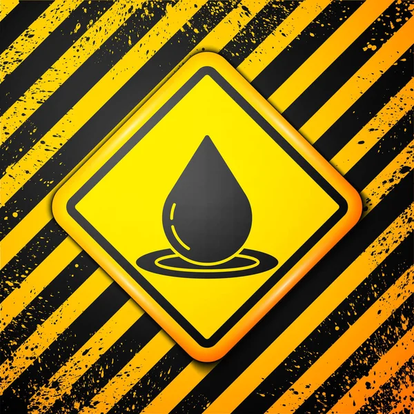 Black Water Drop Symbol Isoliert Auf Gelbem Hintergrund Warnzeichen Vektorillustration — Stockvektor