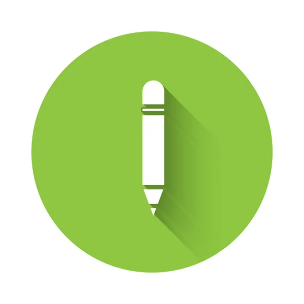 Crayon Blanc Avec Icône Gomme Isolée Avec Une Ombre Longue — Image vectorielle