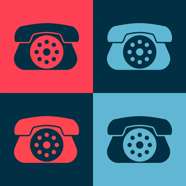 Pop Art Telefon Ikona Izolované Barevném Pozadí Telefon Pevnou Linkou — Stockový vektor