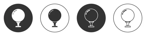 Schwarzer Golfball Auf Tee Symbol Isoliert Auf Weißem Hintergrund Kreis — Stockvektor