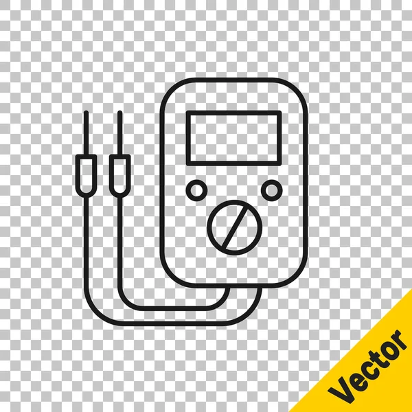 Schwarze Linie Ampere Meter Multimeter Voltmeter Symbol Isoliert Auf Transparentem — Stockvektor