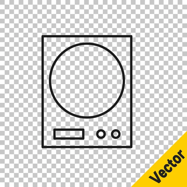 Ligne Noire Icône Balance Électronique Isolée Sur Fond Transparent Équipement — Image vectorielle