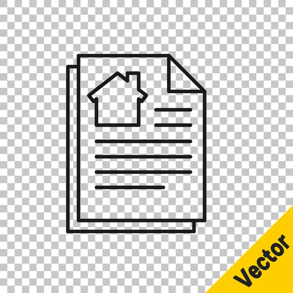 Icono Contrato Black Line House Aislado Sobre Fondo Transparente Servicio — Vector de stock