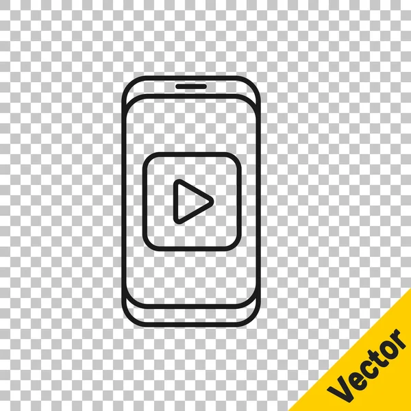 Schwarze Linie Online Spielen Video Symbol Isoliert Auf Transparentem Hintergrund — Stockvektor