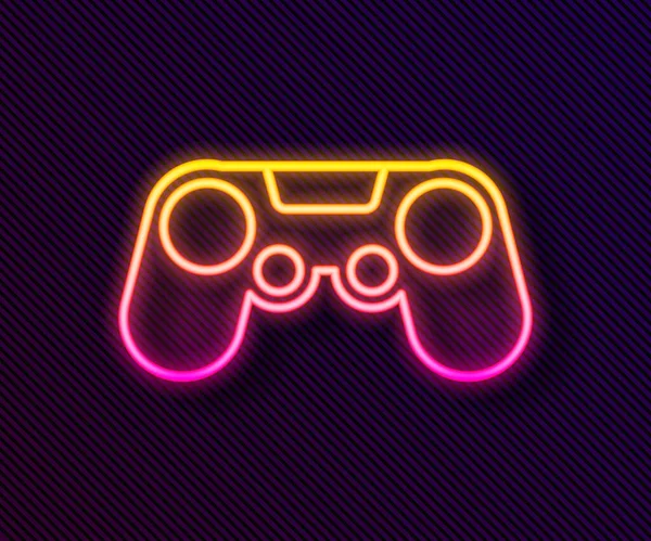 Gloeiende Neon Lijn Gamepad Pictogram Geïsoleerd Zwarte Achtergrond Spelregelaar Vector — Stockvector