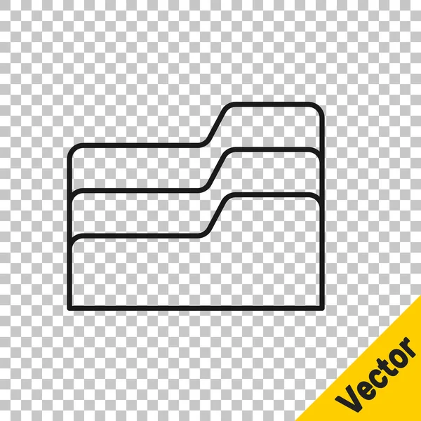 Schwarze Linie Ordner Symbol Auf Transparentem Hintergrund Isoliert Buchhalter Symbol — Stockvektor