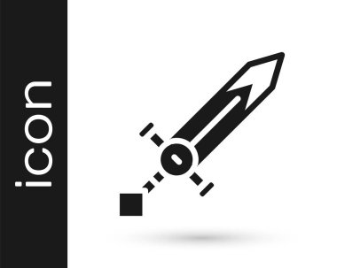 Siyah Ortaçağ kılıç simgesi beyaz arka planda izole edilmiş. Ortaçağ silahı. Vektör.