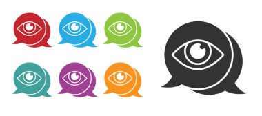 Siyah göz tarama simgesi beyaz arkaplanda izole edildi. Göz taraması yapılıyor. Güvenlik kontrol sembolü. Siber göz işareti. Simgeleri renklendirin. Vektör.