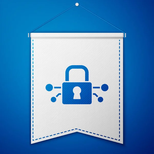 Ícone Segurança Cibernética Azul Isolado Fundo Azul Cadeado Fechado Placa —  Vetores de Stock