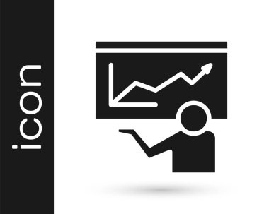 Siyah Eğitim, sunum simgesi beyaz arkaplanda izole edildi. Vektör.