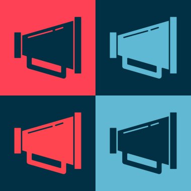 Pop Art Megafon simgesi renk arkaplanında izole edildi. Sözcü işareti. Vektör.