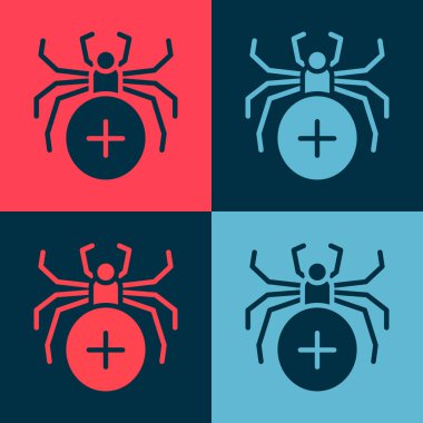 Pop Art Spider simgesi renk arkaplanında izole edildi. Mutlu Cadılar Bayramı Partisi. Vektör.