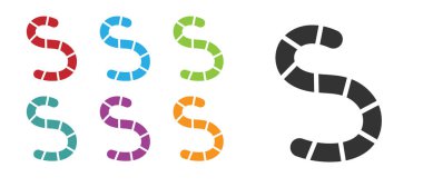 Beyaz arkaplanda siyah solucan simgesi izole edildi. Balık oltası. Simgeleri renklendirin. Vektör.