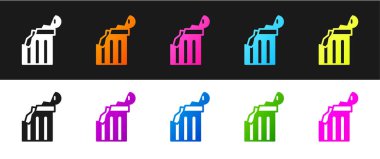 Kırık antik sütun simgesini siyah ve beyaz arkaplanda izole et. Vektör.