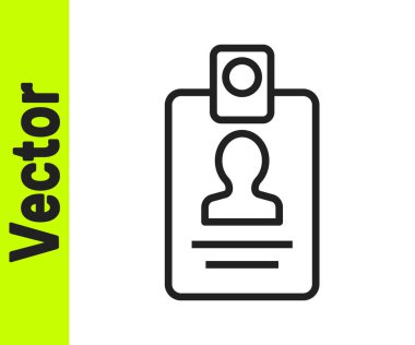 Beyaz arkaplanda siyah çizgi tanımlama simgesi izole edildi. Sunum için, şirketin kimliği için, reklam için kullanılabilir. Vektör.