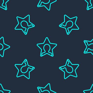 Yeşil çizgi kafa avlama ikonu mavi arka planda izole edilmiş pürüzsüz desen. İş hedefi ya da İstihdam tabelası. İş için insan kaynakları ve adam toplama. Vektör.