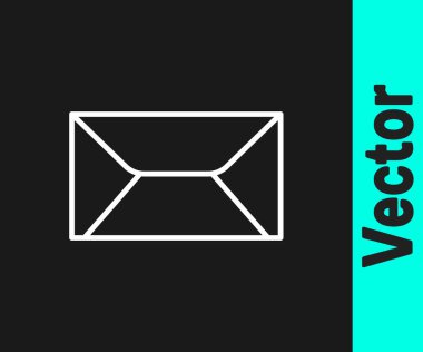 Beyaz çizgi Zarf simgesi siyah arkaplanda izole edildi. E- posta mektup sembolü. Vektör.