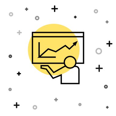 Siyah Çizgi Eğitimi, sunum simgesi beyaz arkaplanda izole edildi. Rastgele dinamik şekiller. Vektör.