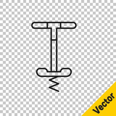 Black line Pogo stick jumping toy icon isolated on transparent background.  Vector. clipart