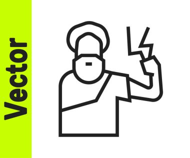 Siyah çizgi Zeus simgesi beyaz arkaplanda izole edildi. Yunan tanrısı. Şimşek Tanrısı. Vektör.