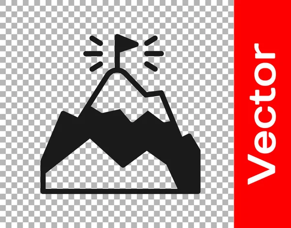 Montagnes Noires Avec Drapeau Sur Icône Supérieure Isolé Sur Fond — Image vectorielle