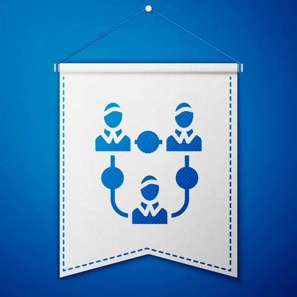 蓝色项目组的基础图标孤立在蓝色背景 业务分析和规划 团队合作 项目管理 白旗模板 — 图库矢量图片