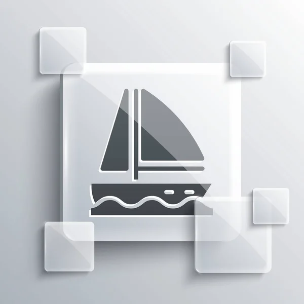 Graue Yacht Segelboot Oder Segelschiff Symbol Isoliert Auf Grauem Hintergrund — Stockvektor