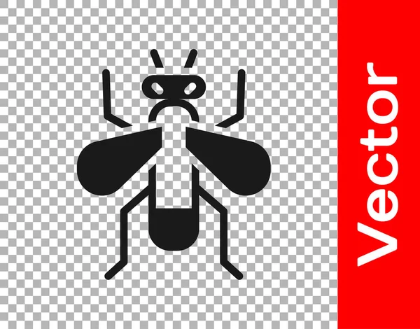 Icono Mosca Insecto Negro Aislado Sobre Fondo Transparente Vector — Vector de stock