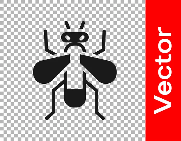 Ícone Preto Mosca Inseto Isolado Fundo Transparente Vetor — Vetor de Stock