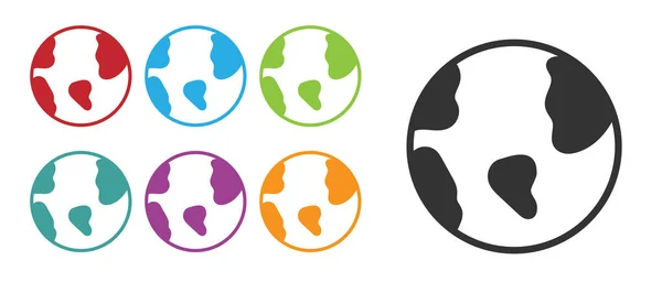 Ikona Černé Zeměkoule Izolovaná Bílém Pozadí Světová Nebo Pozemská Značka — Stockový vektor