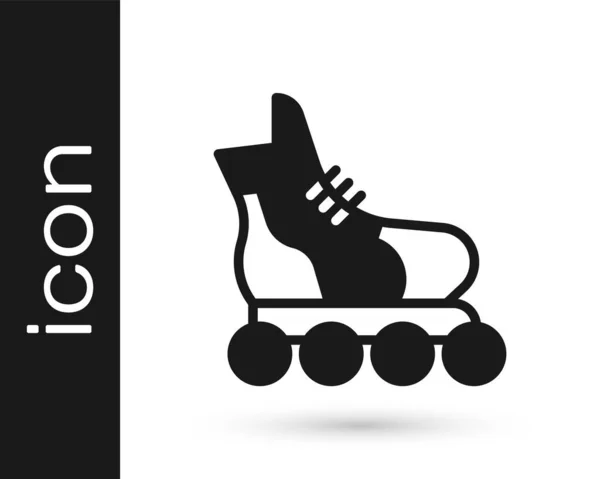 Black Roller Skate Icon Isolated White Background Vector — Stock Vector