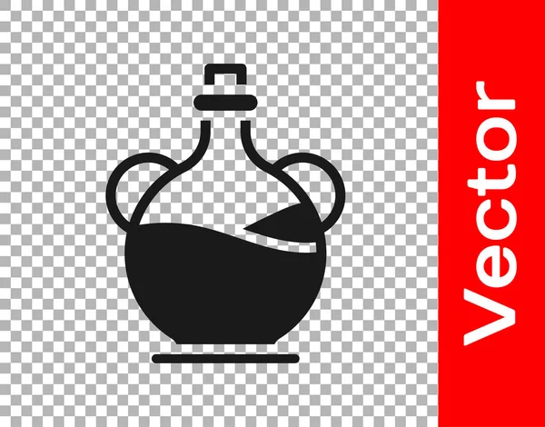 Черная Бутылка Иконой Оливкового Масла Изолирована Прозрачном Фоне Кувшин Символом — стоковый вектор