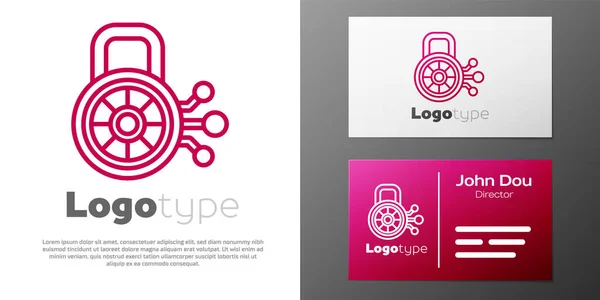 Logotyp Linie Cyber Sicherheitssymbol Isoliert Auf Weißem Hintergrund Geschlossenes Vorhängeschloss — Stockvektor