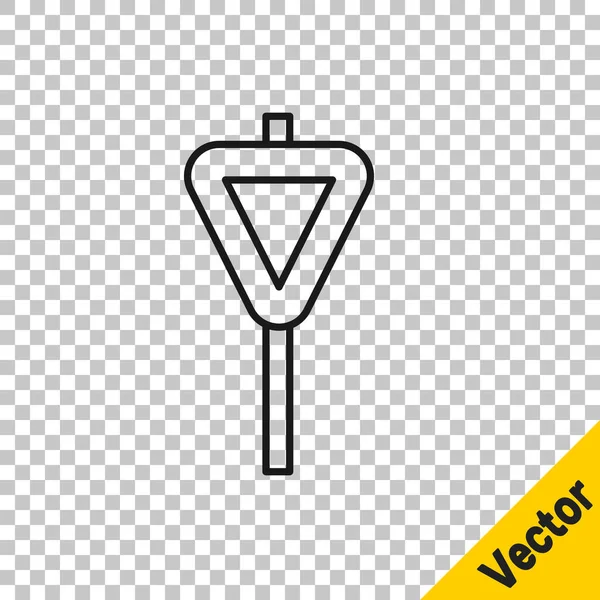 Svart Linje Vägtrafikskylt Skylt Ikon Isolerad Transparent Bakgrund Pekarsymbol Vägskylt — Stock vektor
